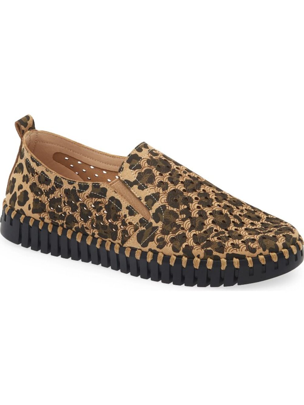 Ilse Jacobsen Tulip Slip-On Shoes Latte W Black Leopard Size EU 38 / US 7.5-8